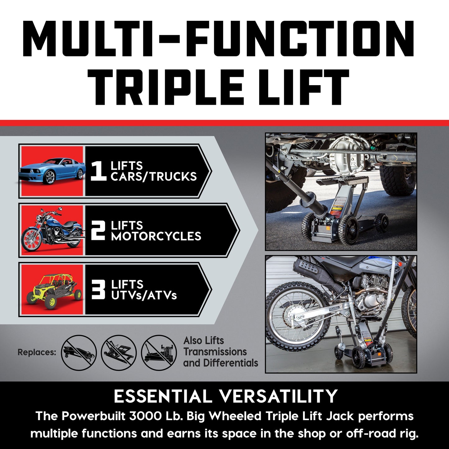 MoTLEY Industries - 3000lbs Big Wheel Off Road Triple Lift